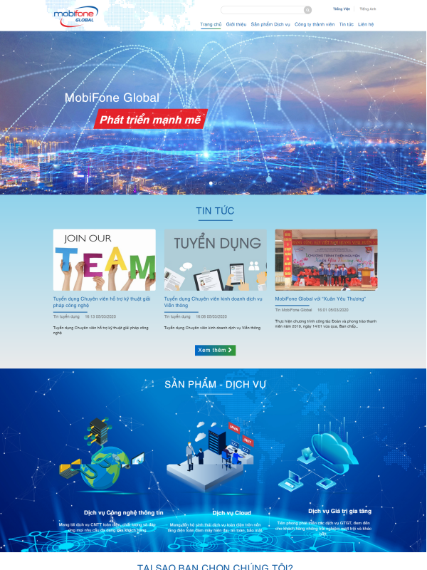 Thiết kế website cho công ty mobifone global
